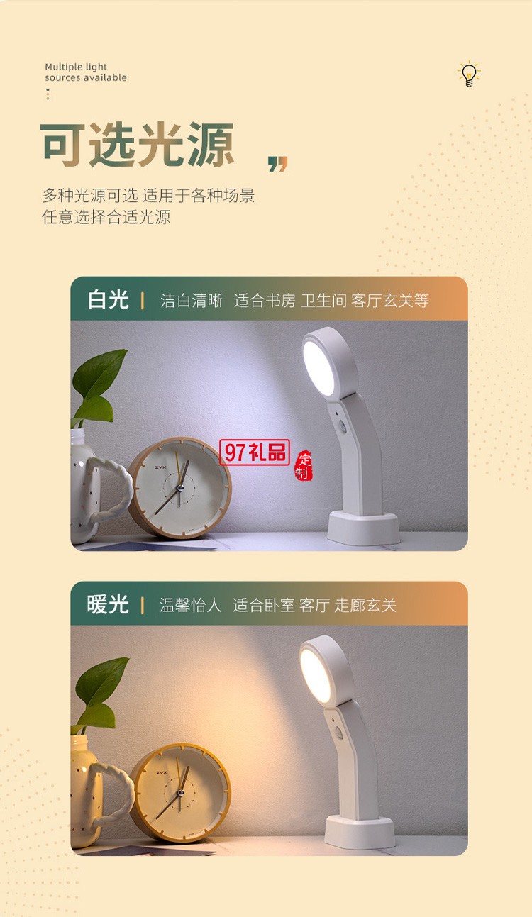 新品LED智能人體感應(yīng)燈小夜燈充電臺燈樓過道衣櫥臥室床頭燈